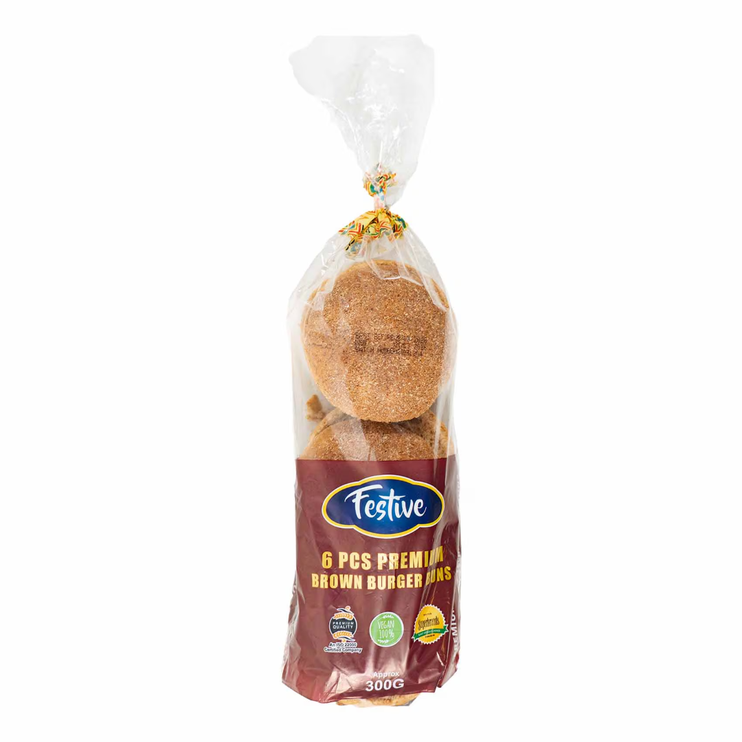 FESTIVE PREMIUM SLICED BROWN BURGER BUNS